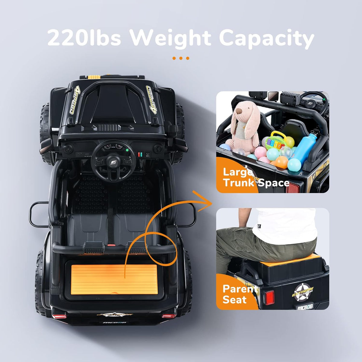 Black Kids Ride On Car with Parent Remote Control V633619