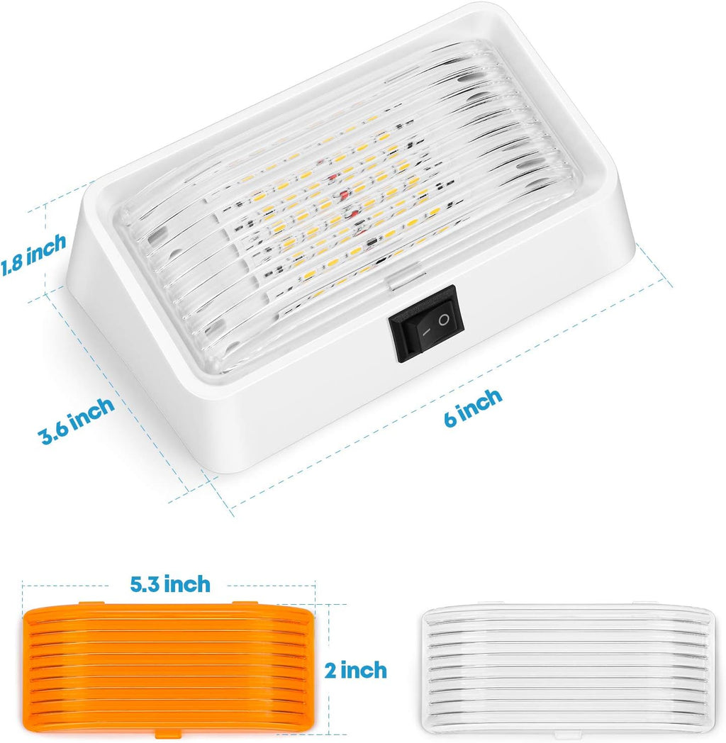 LED RV Exterior Porch Light with Switch 320 Lumen White Base C922