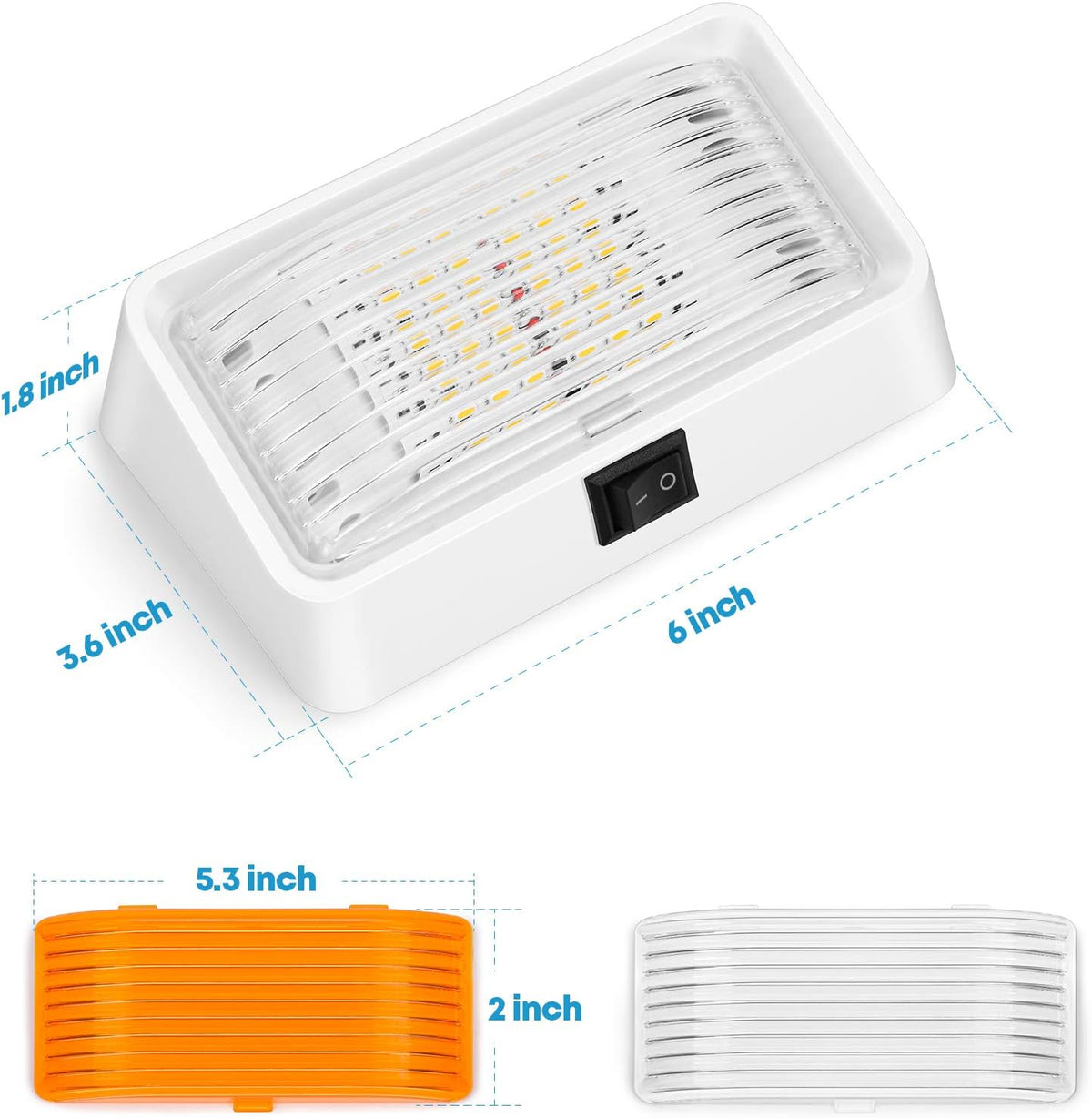 LED RV Exterior Porch Light with Switch 320 Lumen White Base C922