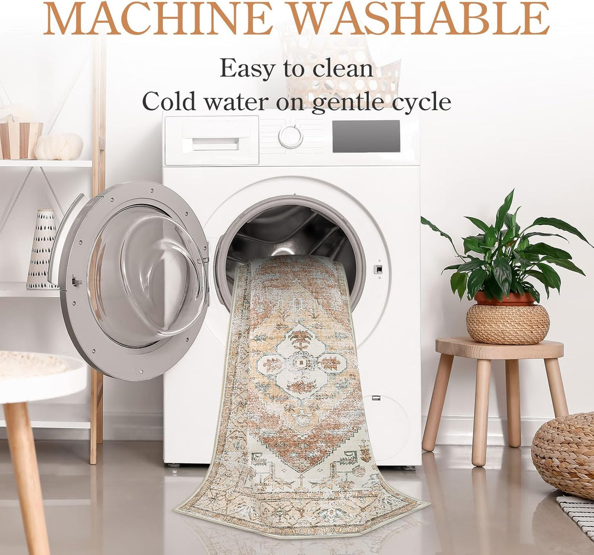 6Ft Washable Round Non-Slip Area Rug K1257