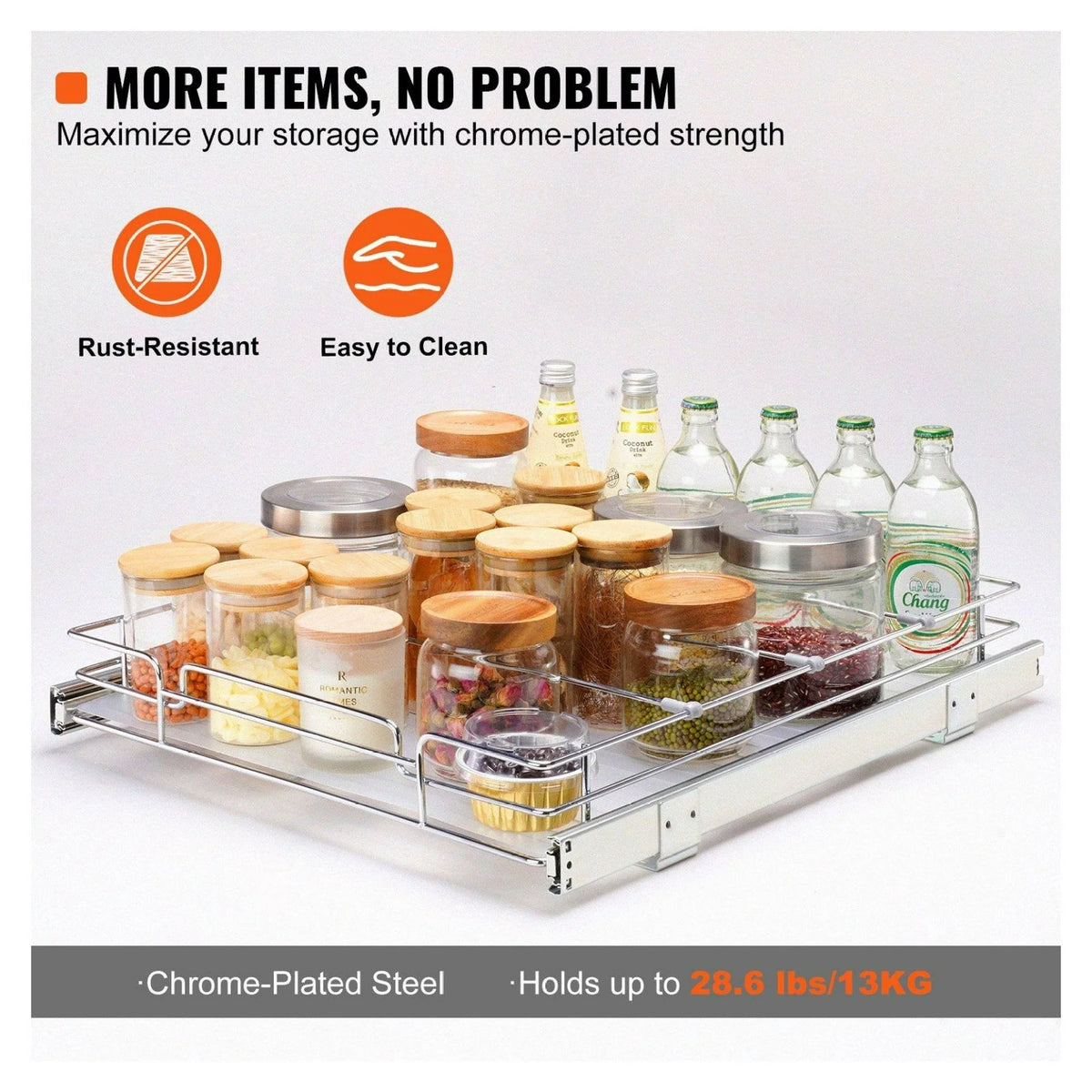 Chrome Steel Roll Out Drawers Cabinet Organizer M54565