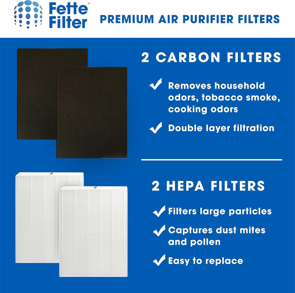Air Purifier Filters HEPA Carbon Replacement Pack of 2 J810452