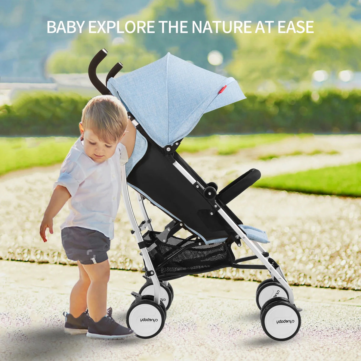 Blue Compact Lightweight Folding Umbrella Stroller Q7634