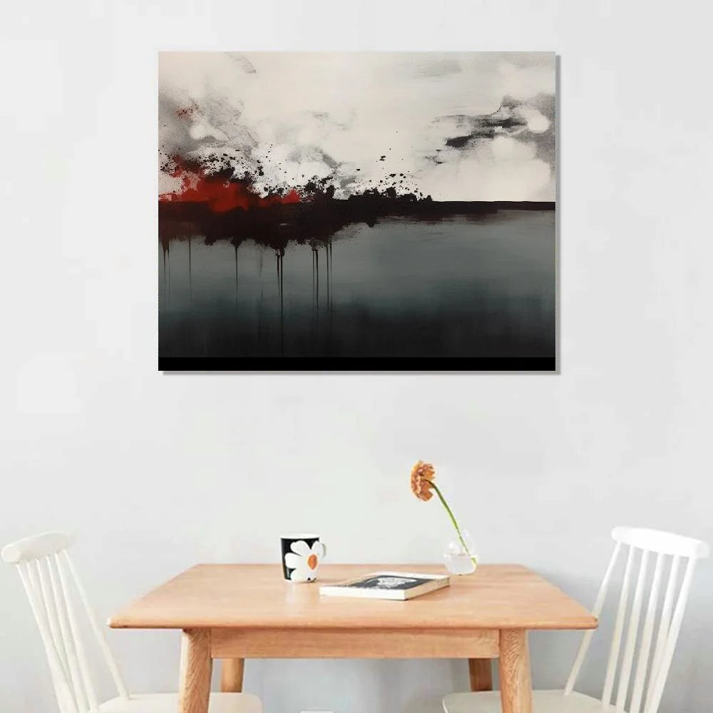 Framed Canvas Print Wall Art Black Gray Abstract Illustrations 20x16 T538371