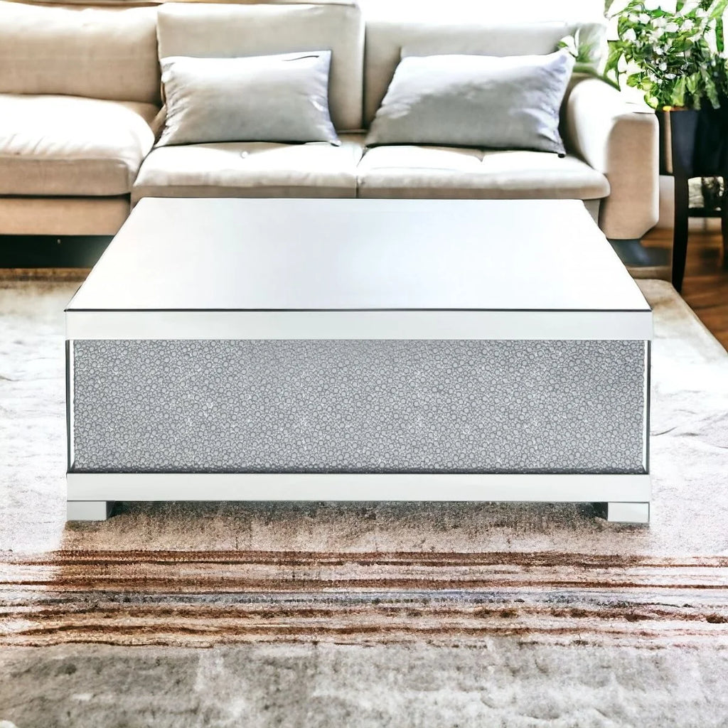 47" Silver Glass Mirrored Coffee Table O521192