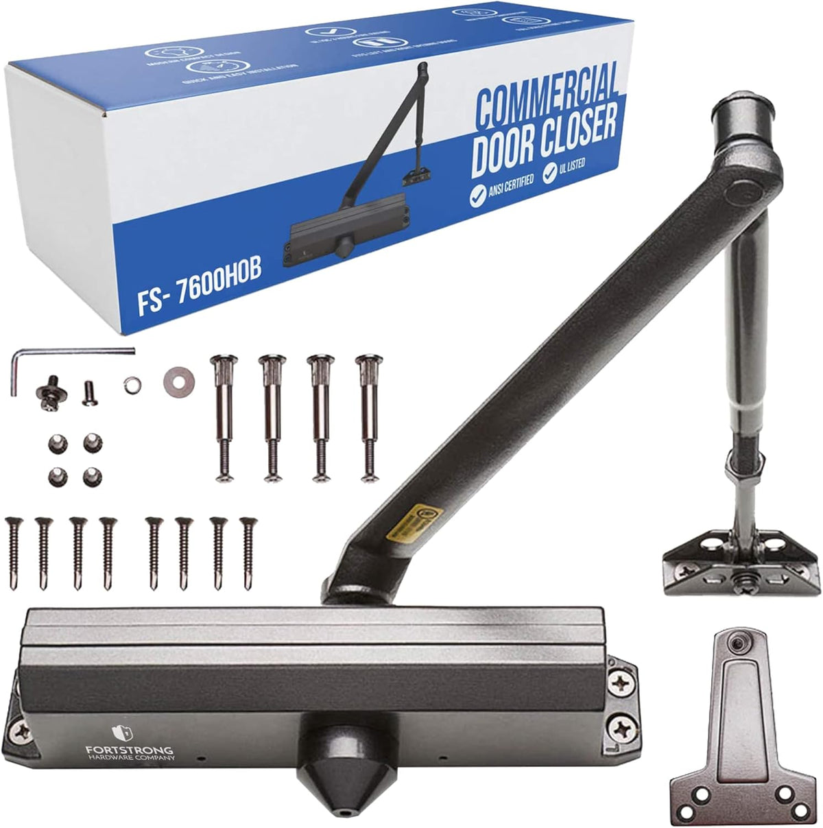 Black Finish Commercial Door Closer with Hold-Open Mechanism Y59414