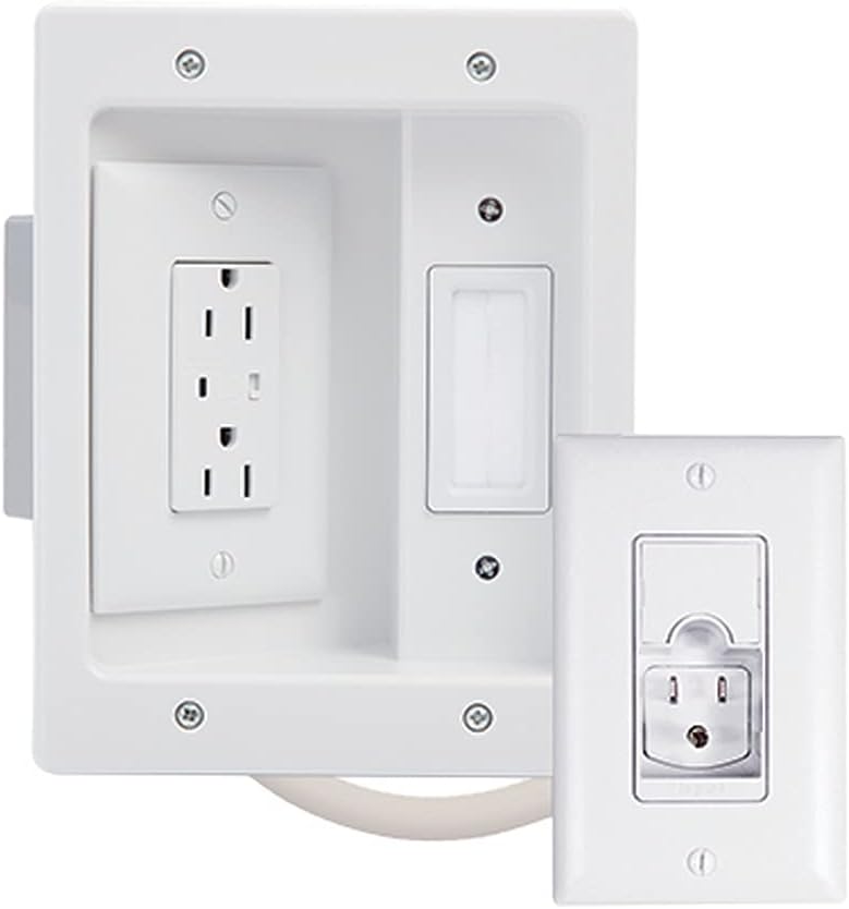 White Recessed In Wall TV Power Kit with USB, Pack of 2 Q7245