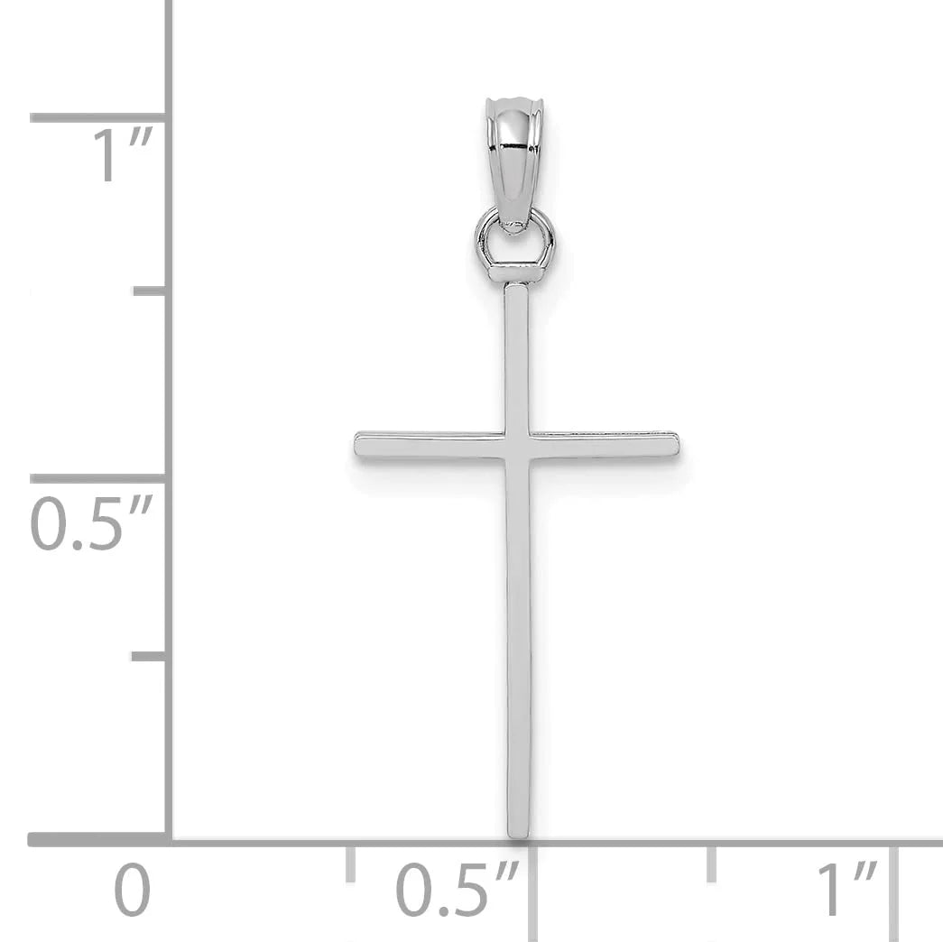 10K White Gold Stick Cross Charm T93591