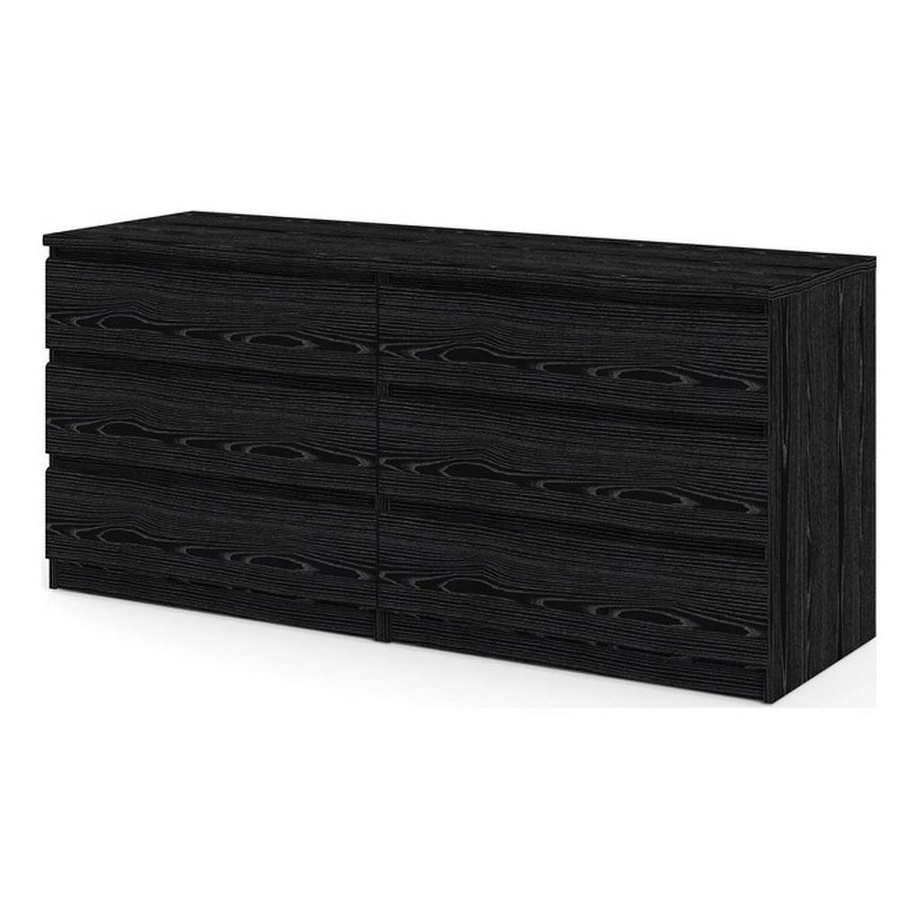 Black 6 Drawer Wood Double Dresser P312568