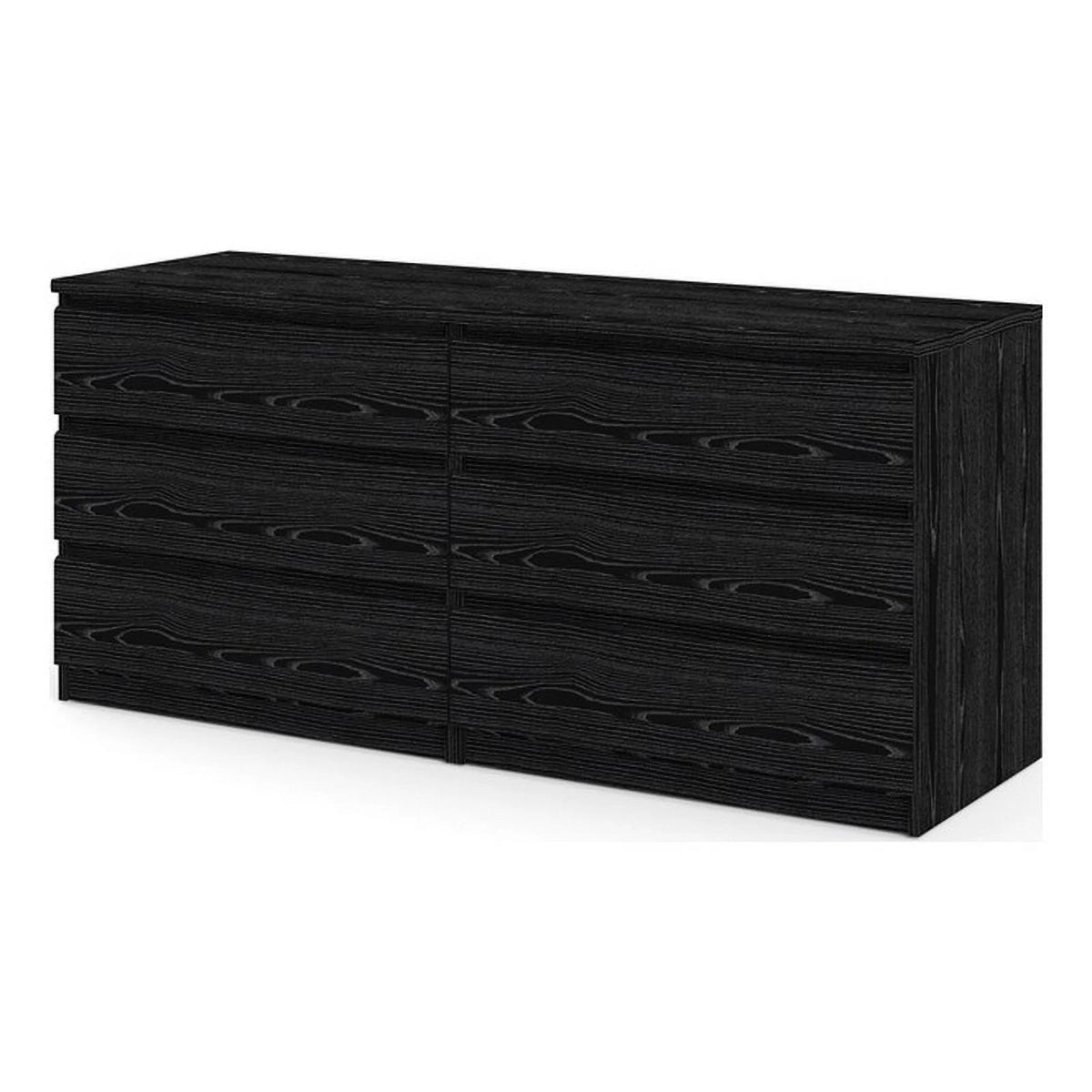 Black 6 Drawer Wood Double Dresser P312568