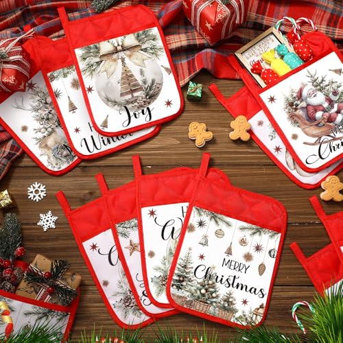 12 Pcs Christmas Pot Holders with Pocket Y958551