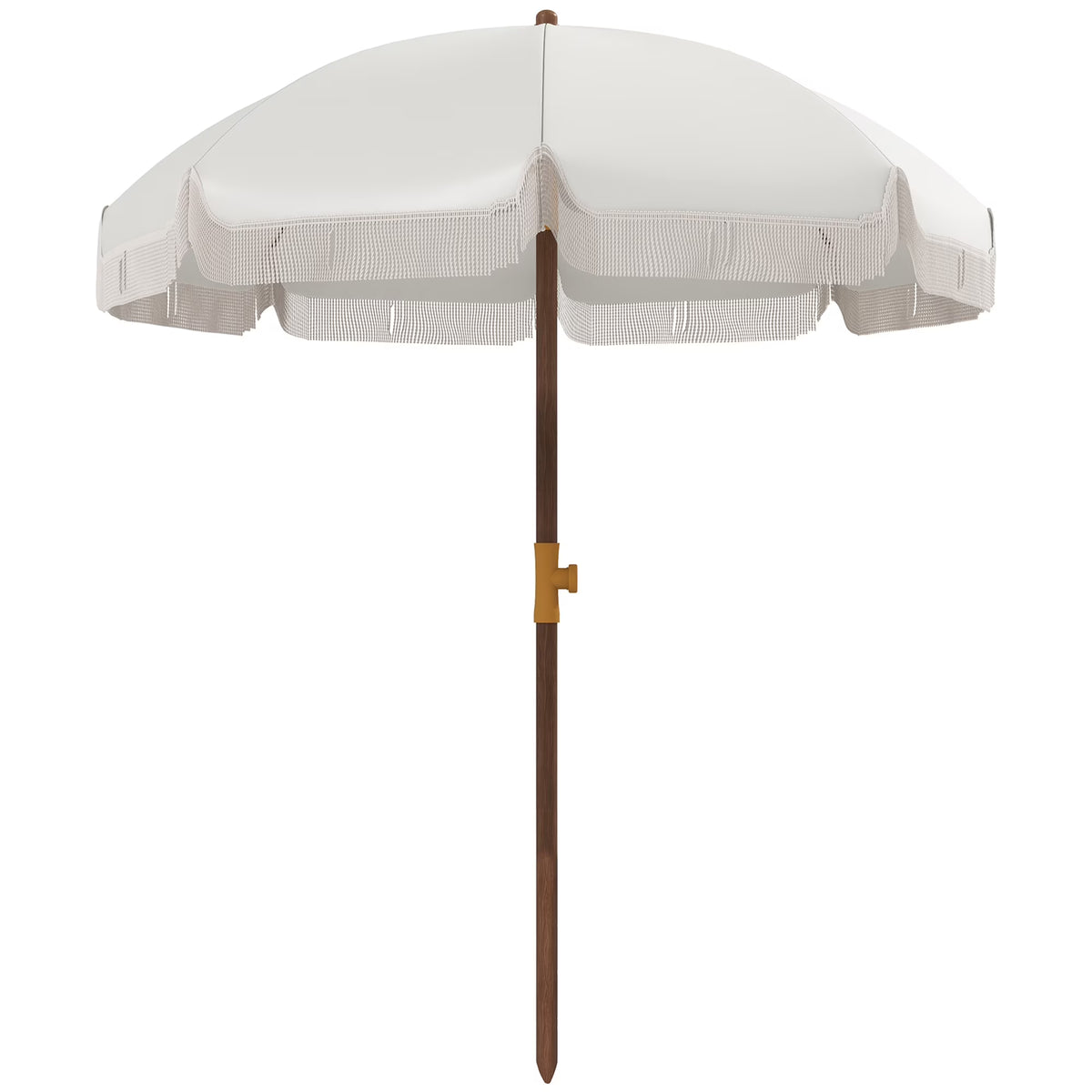 White Ruffled Beach Umbrella with Carry Bag X563