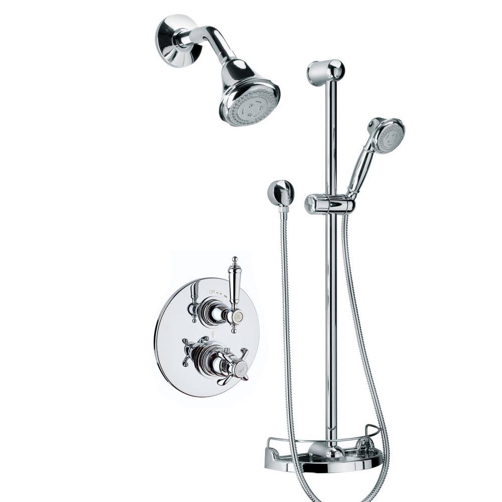 Chrome Thermostatic Shower System with Two Way Diverter and Slide Bar Kit B204749