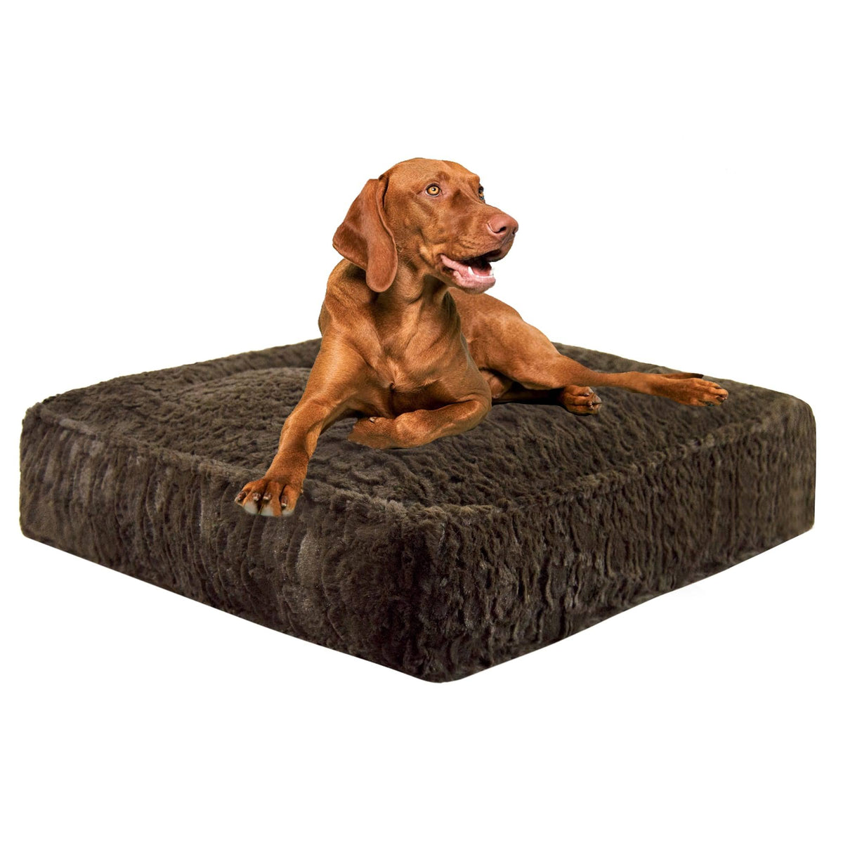 Faux Fur Rectangle Dog and Cat Bed, Serenity Brown, Medium X7794