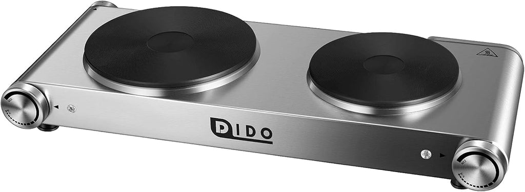 1800W Portable Electric Double Burner Hot Plate with Stainless Steel Cooktop F633