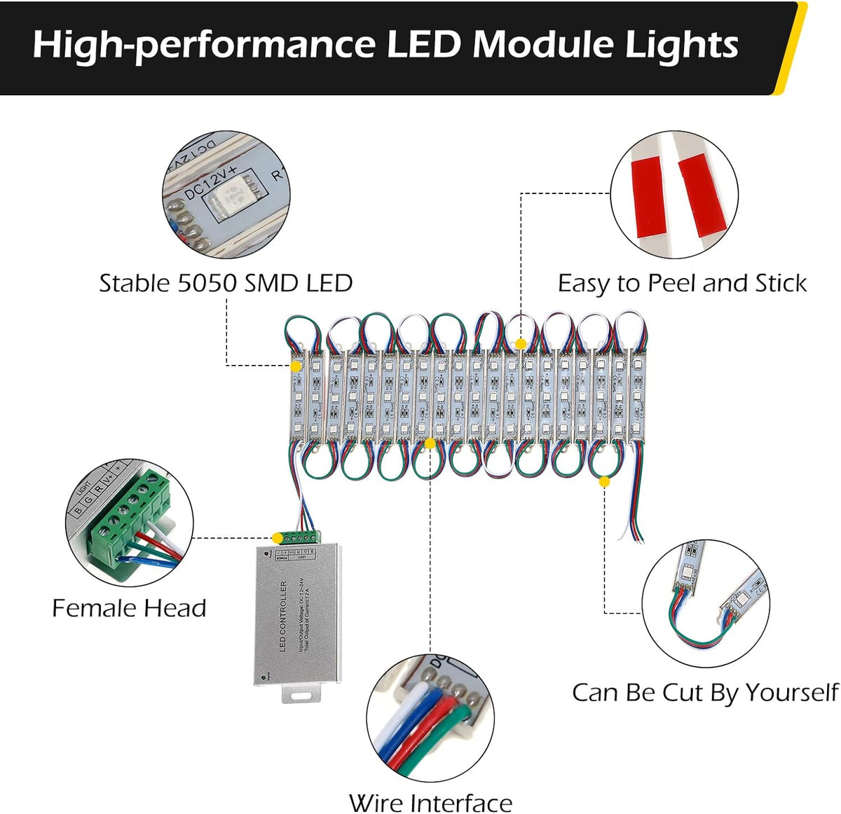 LED Storefront Lights 400pcs RGB with Remote Controller Waterproof Strip Lights T33657