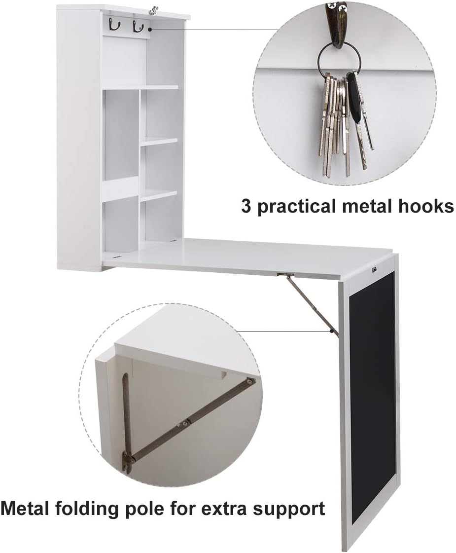 Wall Mounted Folding Desk with Storage D8584