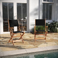 2PK Acacia Wood and Mesh Folding Bistro Armchairs C809431