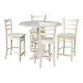 42" Round Solid Wood Drop Leaf Counter Height Dining Table with 4 Stools B6774