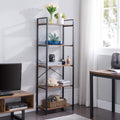 5-Tier Industrial Retro Brown Wood and Metal Bookcase E704