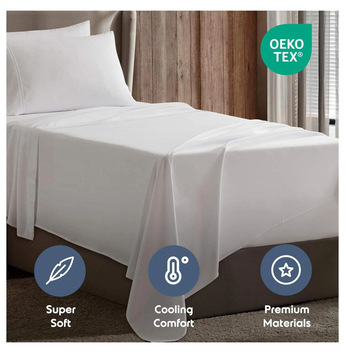 White Twin Sheets Set 3 Piece Deep Pocket P609
