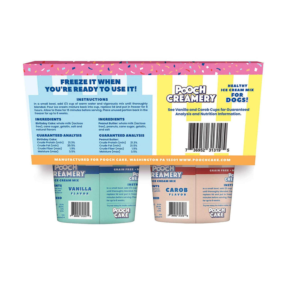 Peanut Butter Carob Flavor Ice Cream Mix Dog Treats I29822