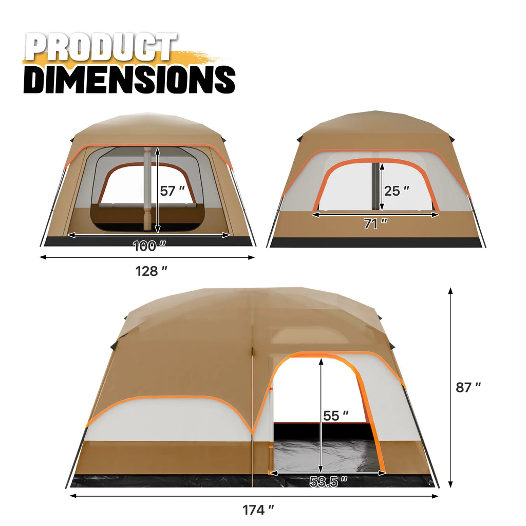 Extra Large 5-8 Person Waterproof Double Layer Cabin Tent V502687