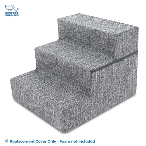 Foldable Foam Pet Steps, Ash Gray Linen, 4-Step P128569