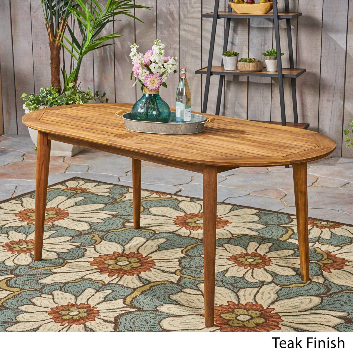 Teak Oval Acacia Wood Dining Table S92124