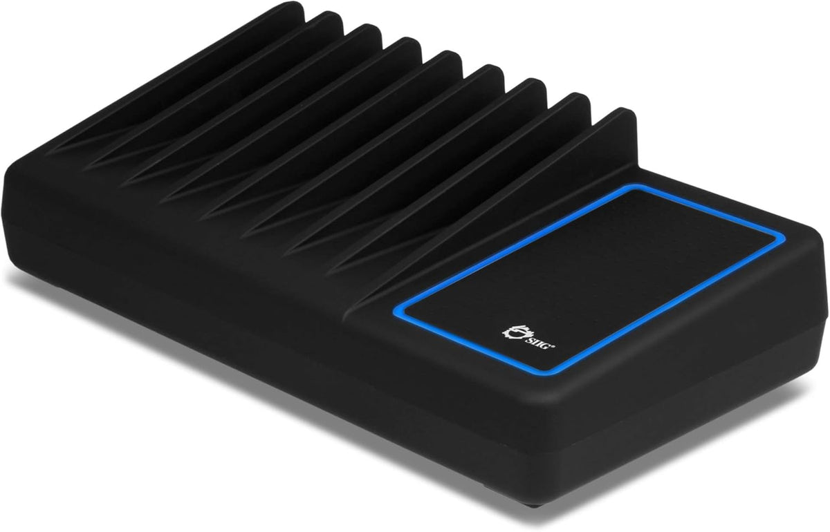 90W 10-Port USB Charging Station with Non-Slip Padded Deck and LED Ambient Light, Black, Pack of 2 D76236