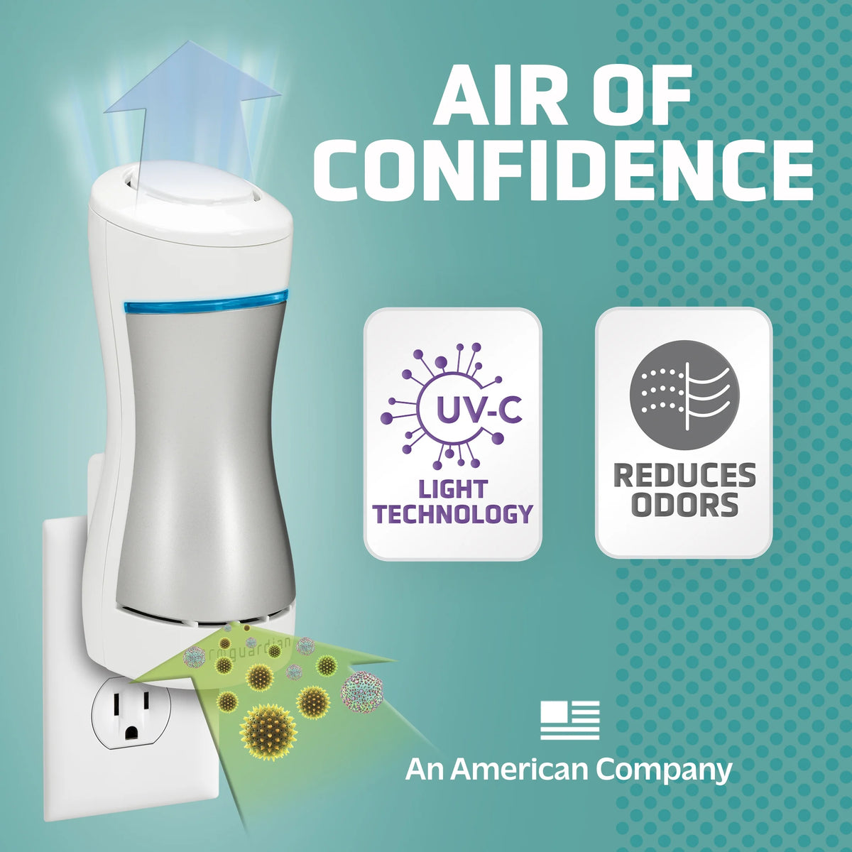 Pluggable Air Purifier with UV Sanitizer and Odor Reducer, White K2745