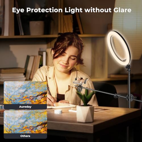 14'' Selfie Ring Light with 62'' Tripod Stand and Phone Holder, Dimmable LED Circle Lighting P16145