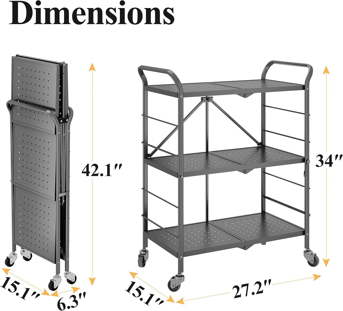 3 Tier Rolling Utility Cart with Wheels S37258