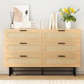 6 Drawer Natural Rattan Wood Dresser G9281