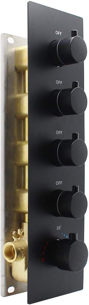Brass 4 Outlet Thermostatic Shower Diverter Mixer Valve with Round Knobs in Chrome N3304