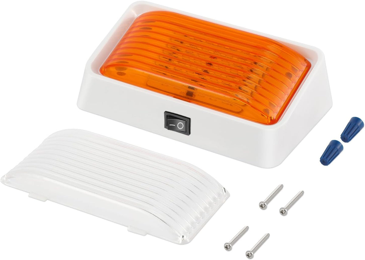 LED RV Exterior Porch Light with Switch 320 Lumen White Base C922