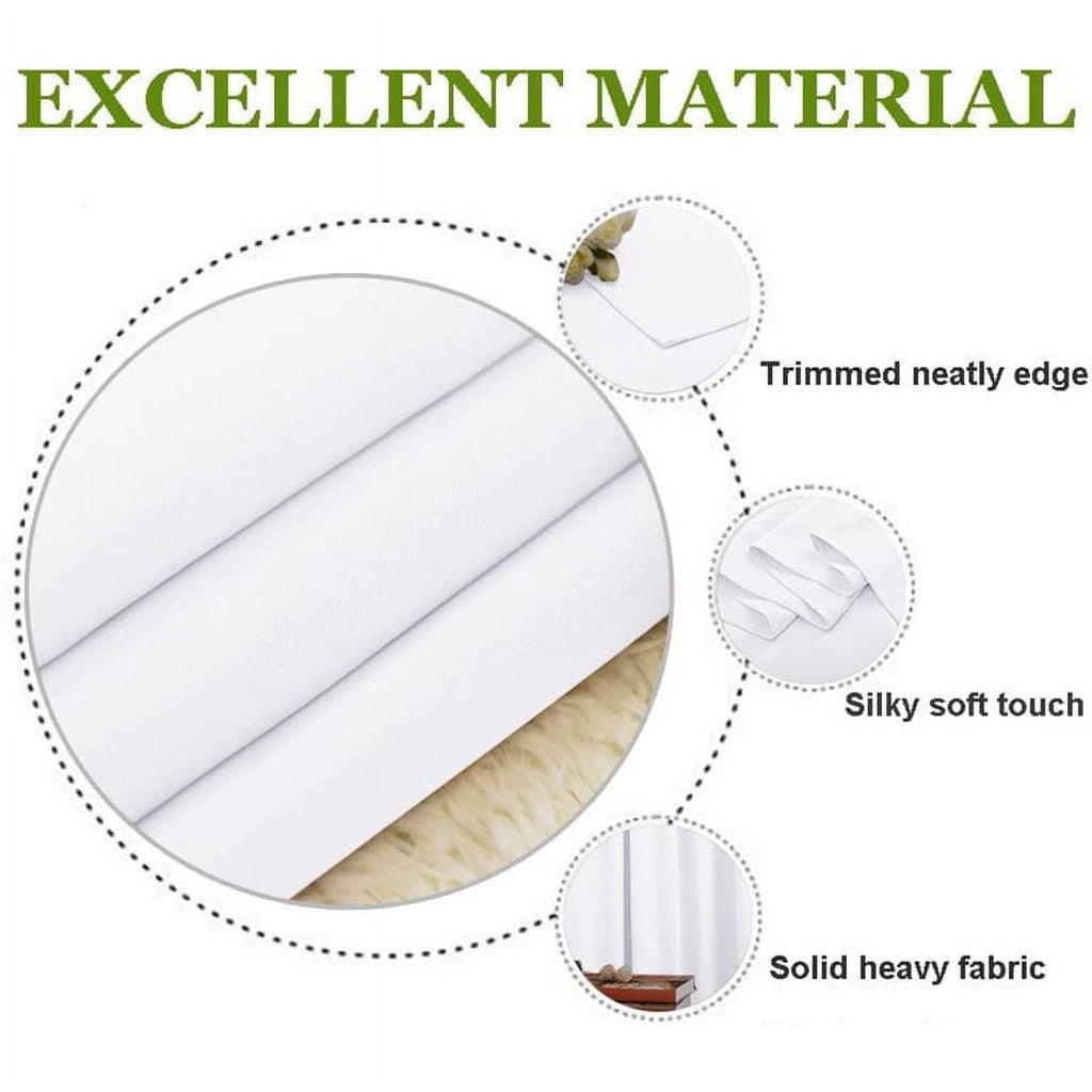 White 60 Inch Wide by 72 Inch Long Blackout Curtain Panel D854