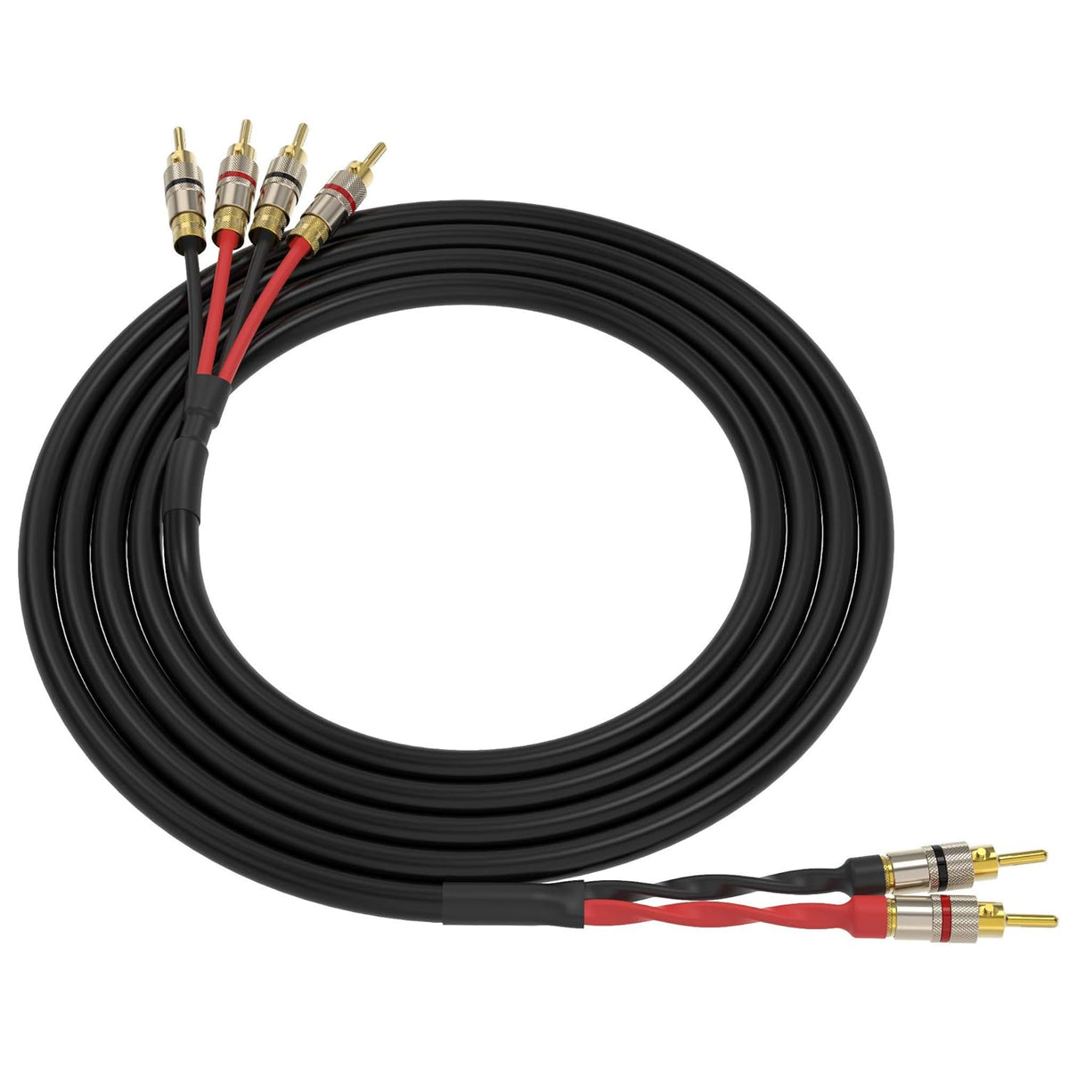 Black Gold Plated Locking Banana Speaker Cable 15 Feet T51105