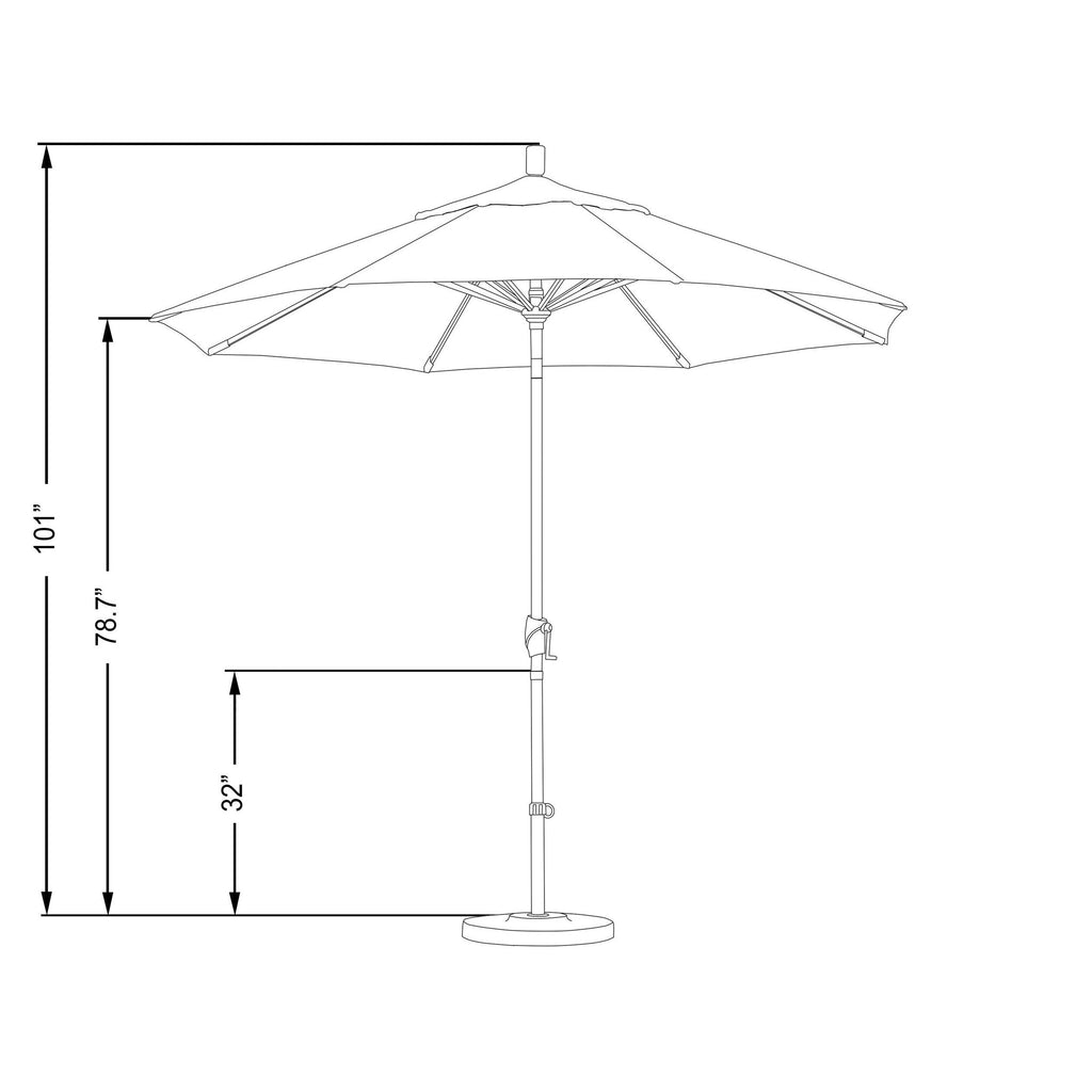 9 ft. Aluminum Market Umbrella Push Tilt Black Olefin Frost Blue W2808