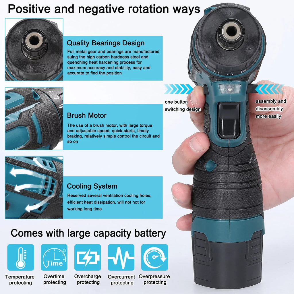 12 V Adjustable Torque 2 Speed Electric Screwdriver Kit L267352