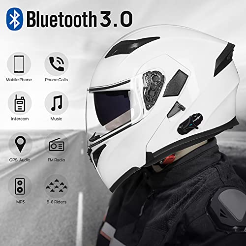 Bluetooth Modular Flip up Full Face Dual Visor Motorcycle Helmet DOT T441