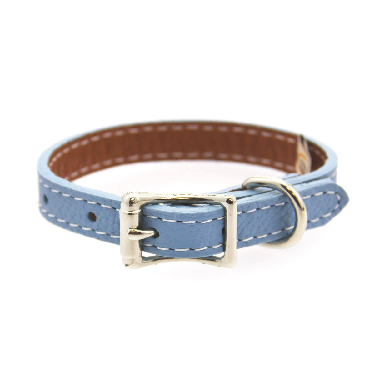 Light Blue Leather Dog Collar E757960