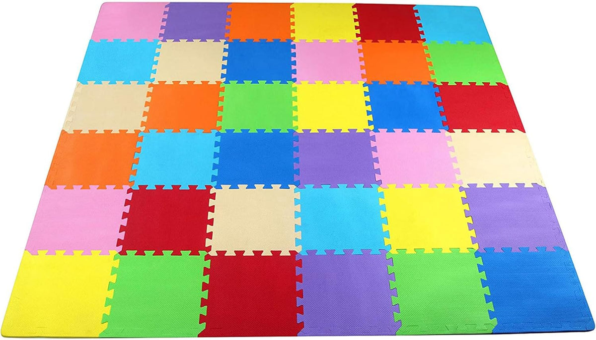 0.4 Inch Thick Non Slip Interlocking EVA Foam Floor Mat Set, 36 Square Feet C60749