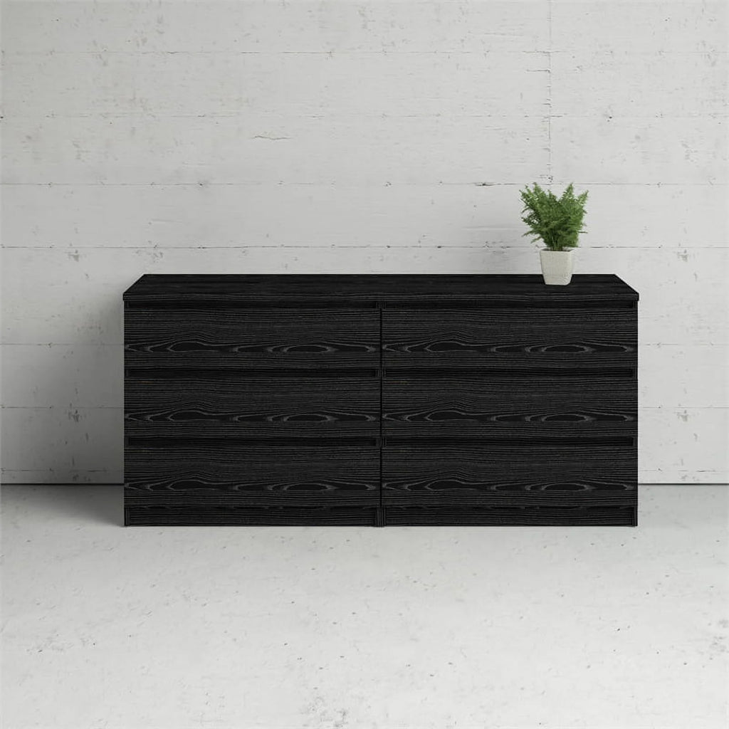 Black 6 Drawer Wood Double Dresser P312568