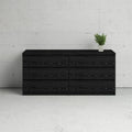Black 6 Drawer Wood Double Dresser P312568