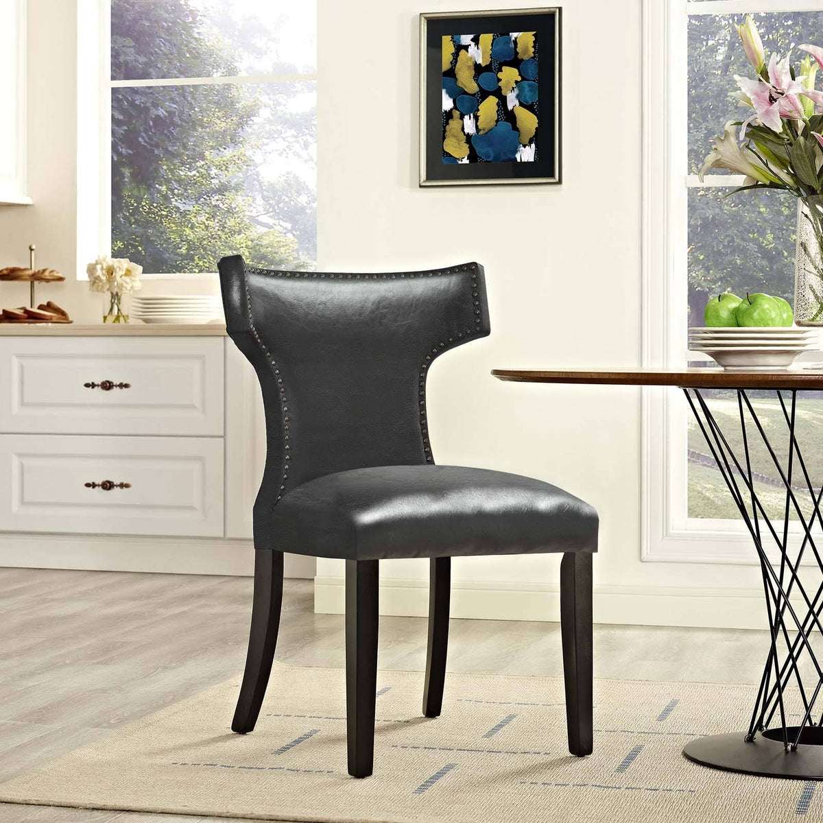 Black Vinyl Dining Chair U485788