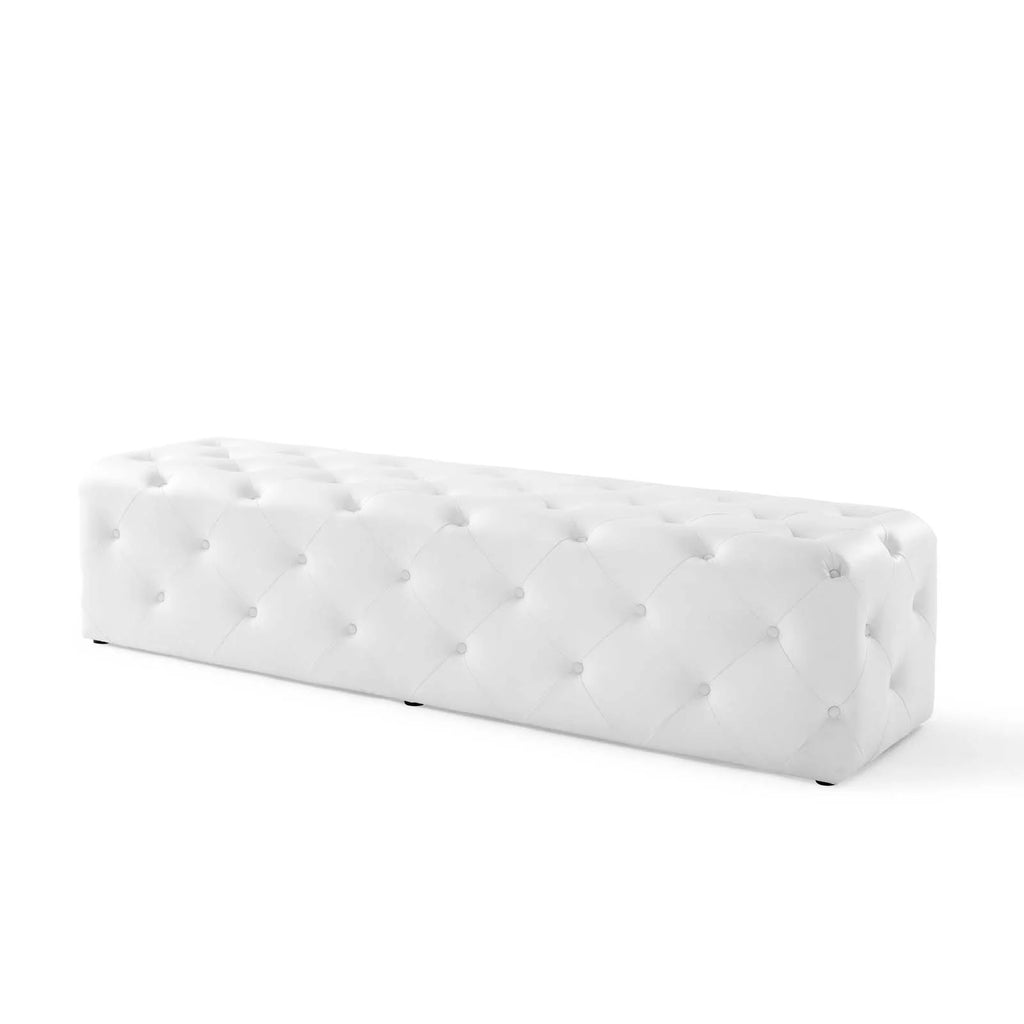 White Faux Leather Tufted Bench M332214