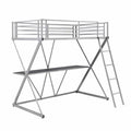 Metal Loft Bed Twin Size with Study Desk and Ladder I71577