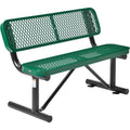 48"L Green Steel Outdoor Bench with Backrest P70303