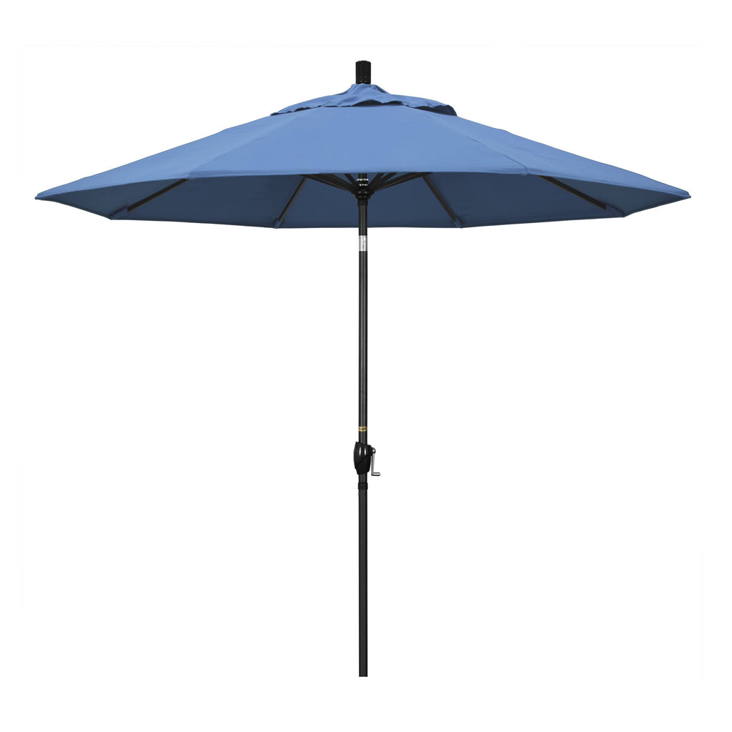 9 ft. Aluminum Market Umbrella Push Tilt Black Olefin Frost Blue W2808